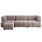 布張りソファ3点セット (ブーケ 左肘+右肘+肘なし スツール付き BE) 1枚目画像