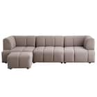 布張りソファ3点セット (ブーケ 左肘+右肘+肘なし スツール付き BE) 1枚目画像