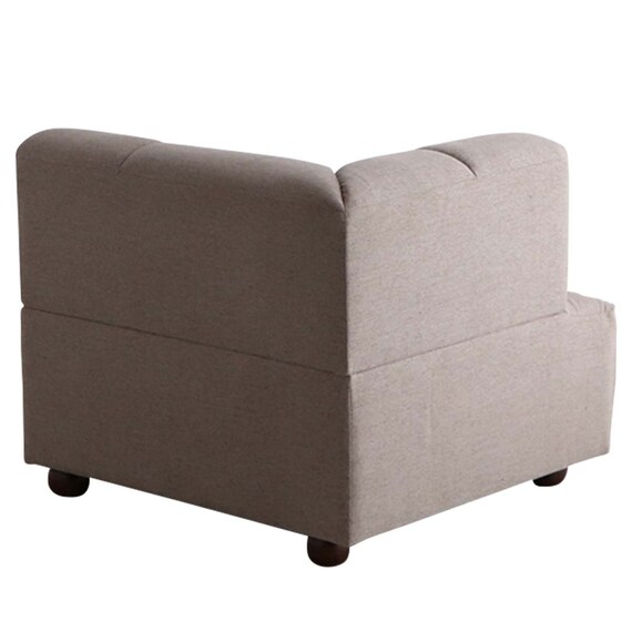 布張りソファ3点セット (ブーケ 左肘+右肘+肘なし スツール付き BE) 7枚目画像