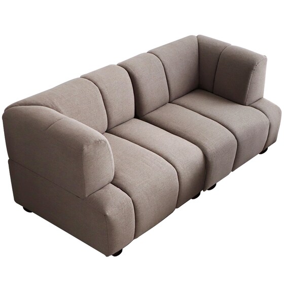 布張りソファ2点セット (ブーケ 左肘+右肘 BE) 2枚目画像