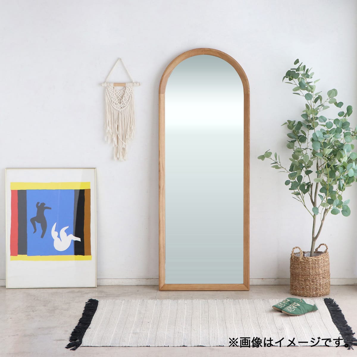 イタリア製 象嵌細工 木製アーチ型ミラー 約160cm x 80cm イタリア直輸入 アンティークブラウン仕上げ 姿見サイズ超大型ウォール