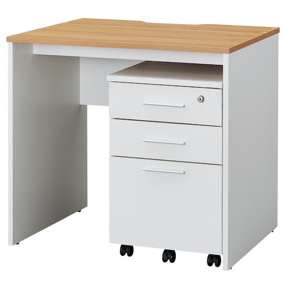 デスク+ワゴン2点セット(MGN 800 OAK/WH) 2枚目画像