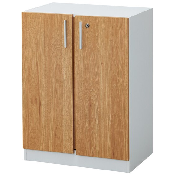 キャビネット2段 フル扉タイプ(MGN WH/OAK) 2枚目画像