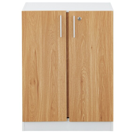 キャビネット2段 フル扉タイプ(MGN WH/OAK) 3枚目画像