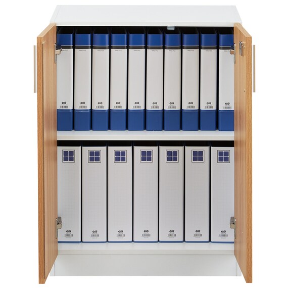 キャビネット2段 フル扉タイプ(MGN WH/OAK) 7枚目画像