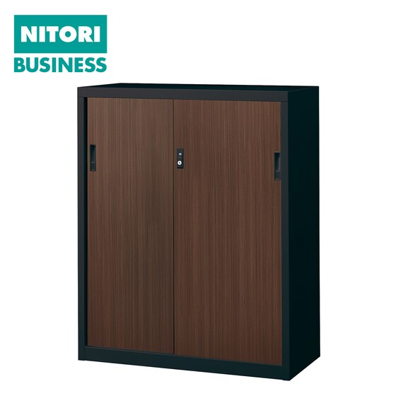 スチール書庫(TSNS3 04N 引き戸 木目柄WN) 1枚目画像