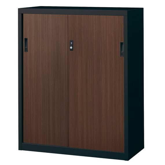 スチール書庫(TSNS3 04N 引き戸 木目柄WN) 2枚目画像