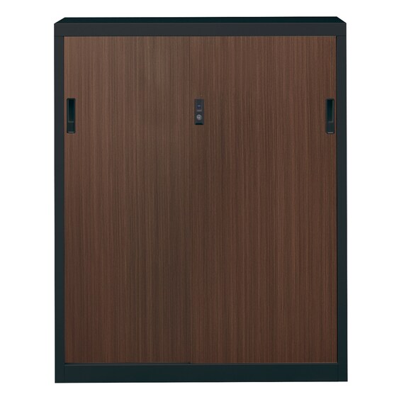 スチール書庫(TSNS3 04N 引き戸 木目柄WN) 3枚目画像