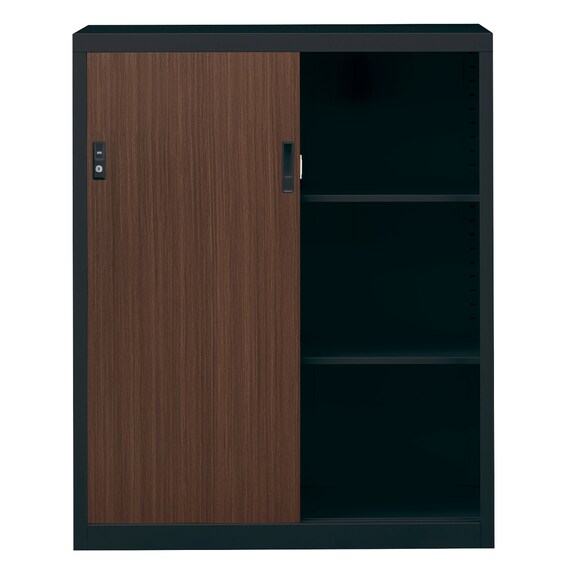 スチール書庫(TSNS3 04N 引き戸 木目柄WN) 6枚目画像