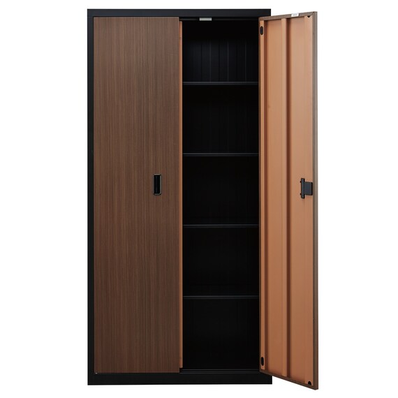 スチール書庫(TSNS2 03N 両開き戸 木目柄WN) 6枚目画像