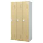 3人用スチールロッカー(TSYG-03 ORM アウトセットタイプ 木目柄OAK) 2枚目画像