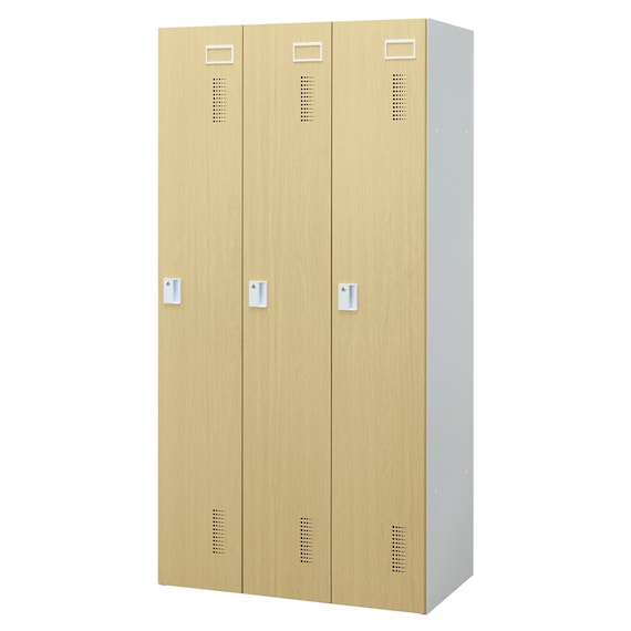 3人用スチールロッカー(TSYG-03 ORM アウトセットタイプ 木目柄OAK) 2枚目画像