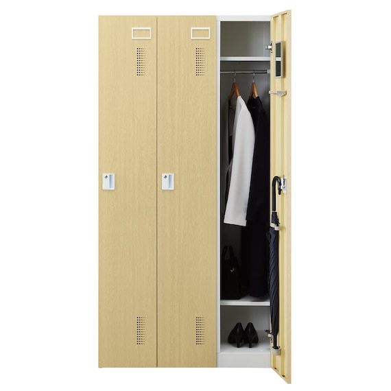 3人用スチールロッカー(TSYG-03 ORM アウトセットタイプ 木目柄OAK) 7枚目画像