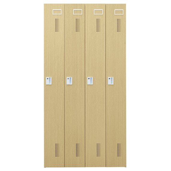 4人用スチールロッカー(TSYG-04 ORM アウトセットタイプ 木目柄OAK) 3枚目画像
