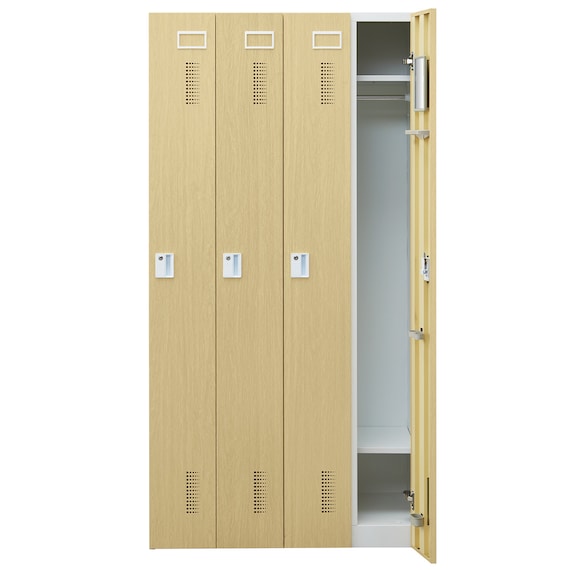 4人用スチールロッカー(TSYG-04 ORM アウトセットタイプ 木目柄OAK) 6枚目画像