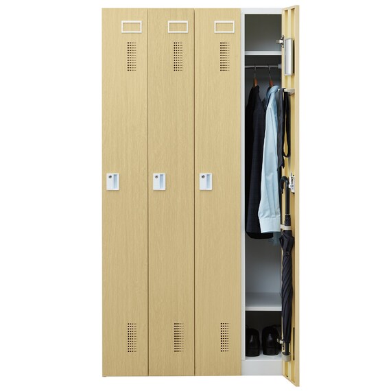 4人用スチールロッカー(TSYG-04 ORM アウトセットタイプ 木目柄OAK) 7枚目画像