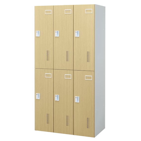 6人用スチールロッカー(TSYG-06 ORM アウトセットタイプ 木目柄OAK) 2枚目画像