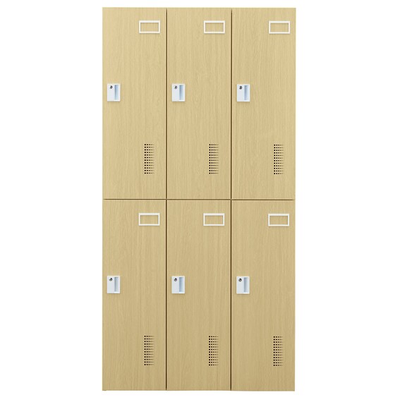 6人用スチールロッカー(TSYG-06 ORM アウトセットタイプ 木目柄OAK) 3枚目画像