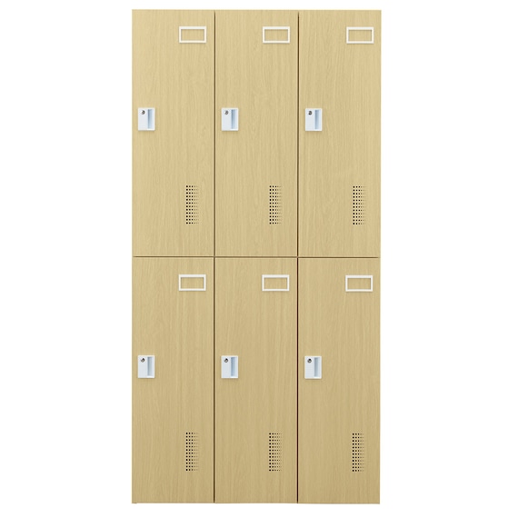 6人用スチールロッカー(TSYG-06 ORM アウトセットタイプ 木目柄OAK) 3枚目画像