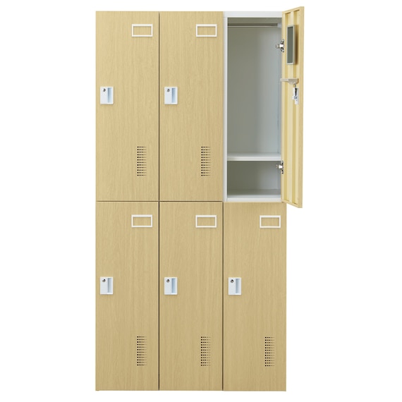6人用スチールロッカー(TSYG-06 ORM アウトセットタイプ 木目柄OAK) 6枚目画像