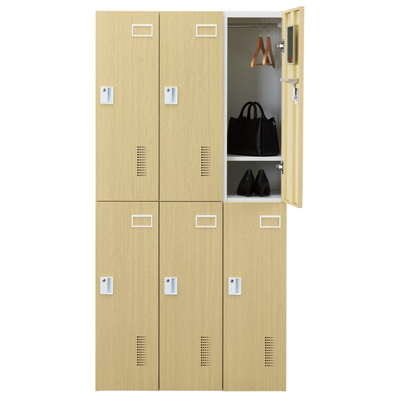 6人用スチールロッカー(TSYG-06 ORM アウトセットタイプ 木目柄OAK) 7枚目画像