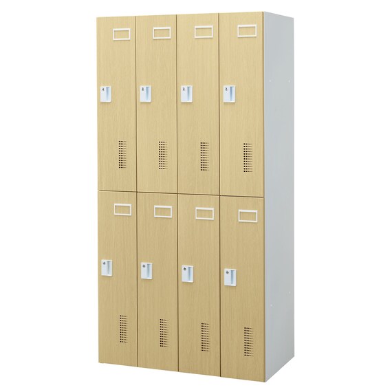 8人用スチールロッカー(TSYG-08 ORM アウトセットタイプ 木目柄OAK) 2枚目画像