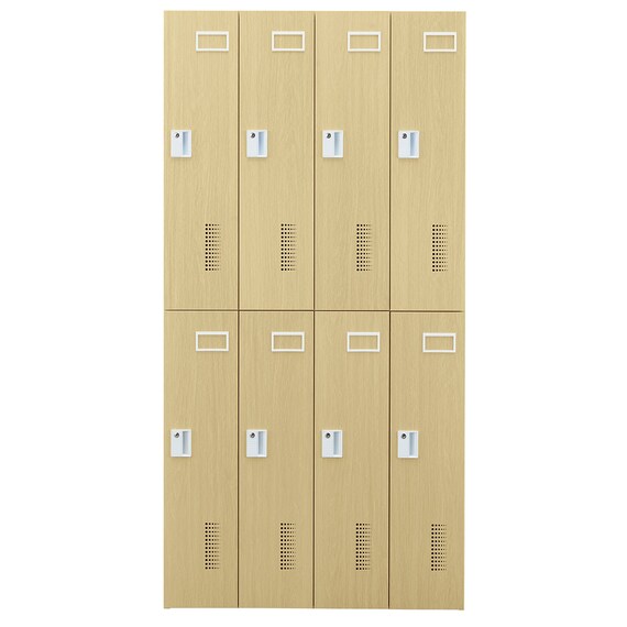 8人用スチールロッカー(TSYG-08 ORM アウトセットタイプ 木目柄OAK) 3枚目画像
