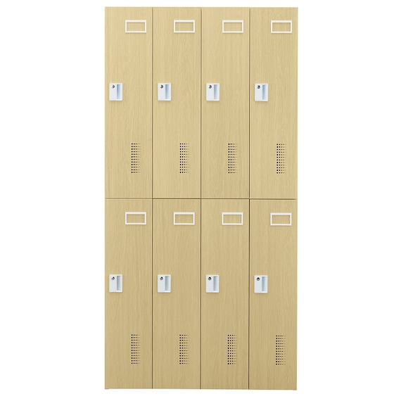 8人用スチールロッカー(TSYG-08 ORM アウトセットタイプ 木目柄OAK) 3枚目画像