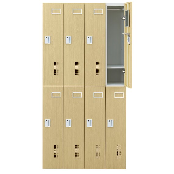 8人用スチールロッカー(TSYG-08 ORM アウトセットタイプ 木目柄OAK) 6枚目画像