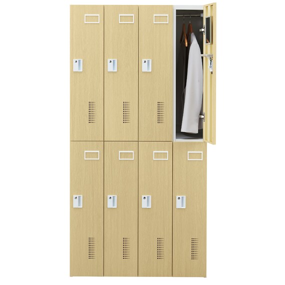 8人用スチールロッカー(TSYG-08 ORM アウトセットタイプ 木目柄OAK) 8枚目画像