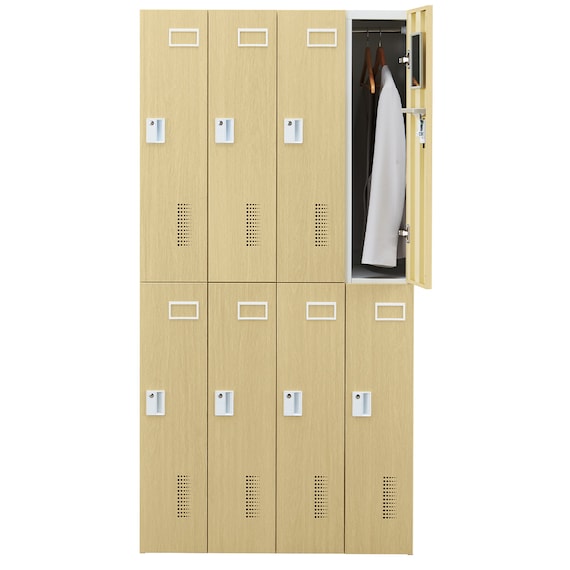 8人用スチールロッカー(TSYG-08 ORM アウトセットタイプ 木目柄OAK) 8枚目画像