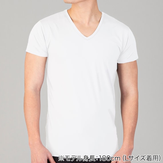 接触冷感VネックTシャツ(クールSP WH S)【Neasy】 1枚目画像
