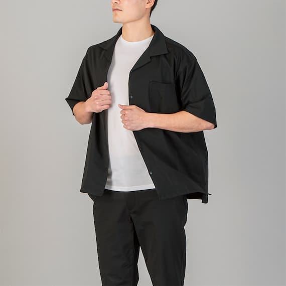 シャツ半袖開襟エアーメッシュ5S(BK S)【Neasy】 1枚目画像