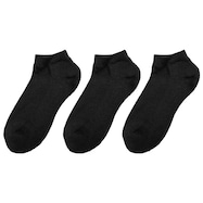 3P靴下スニーカー丈無地黒足底パイル【Neasy】