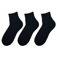 【Neasy】３Ｐ靴下アンクル黒底パイル足口ゆったり