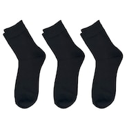 3P靴下クルー丈リブ黒 足口ゆったり【Neasy】