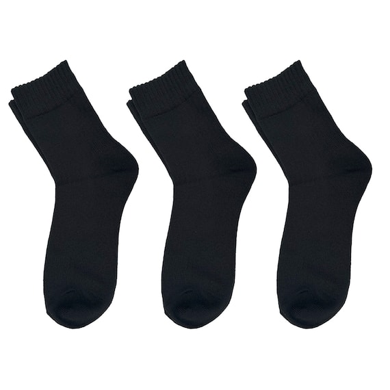 3P靴下クルー丈リブ黒 足口ゆったり(23-25)【Neasy】 1枚目画像