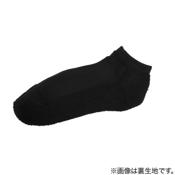3P靴下スニーカー丈無地黒足底パイル(25-27)【Neasy】 2枚目画像