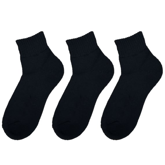 3P靴下アンクル黒底パイル足口ゆったり(25-27)【Neasy】 1枚目画像