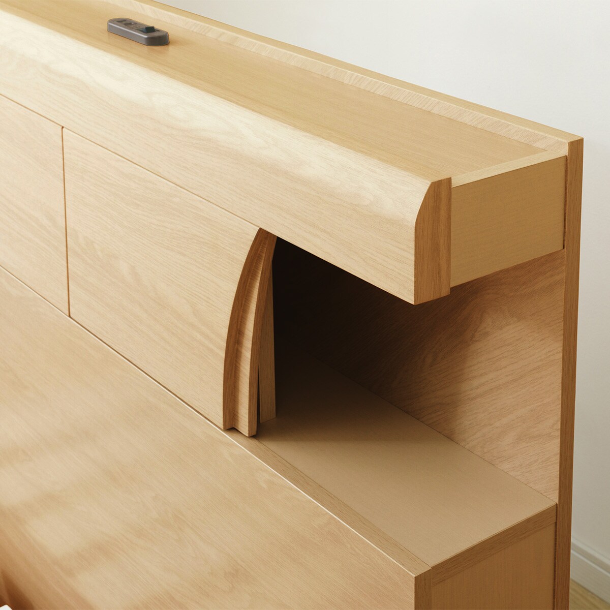 すのこセミダブルベッドフレーム(KG 宮・照明付き 深型 LBR) | ニトリ