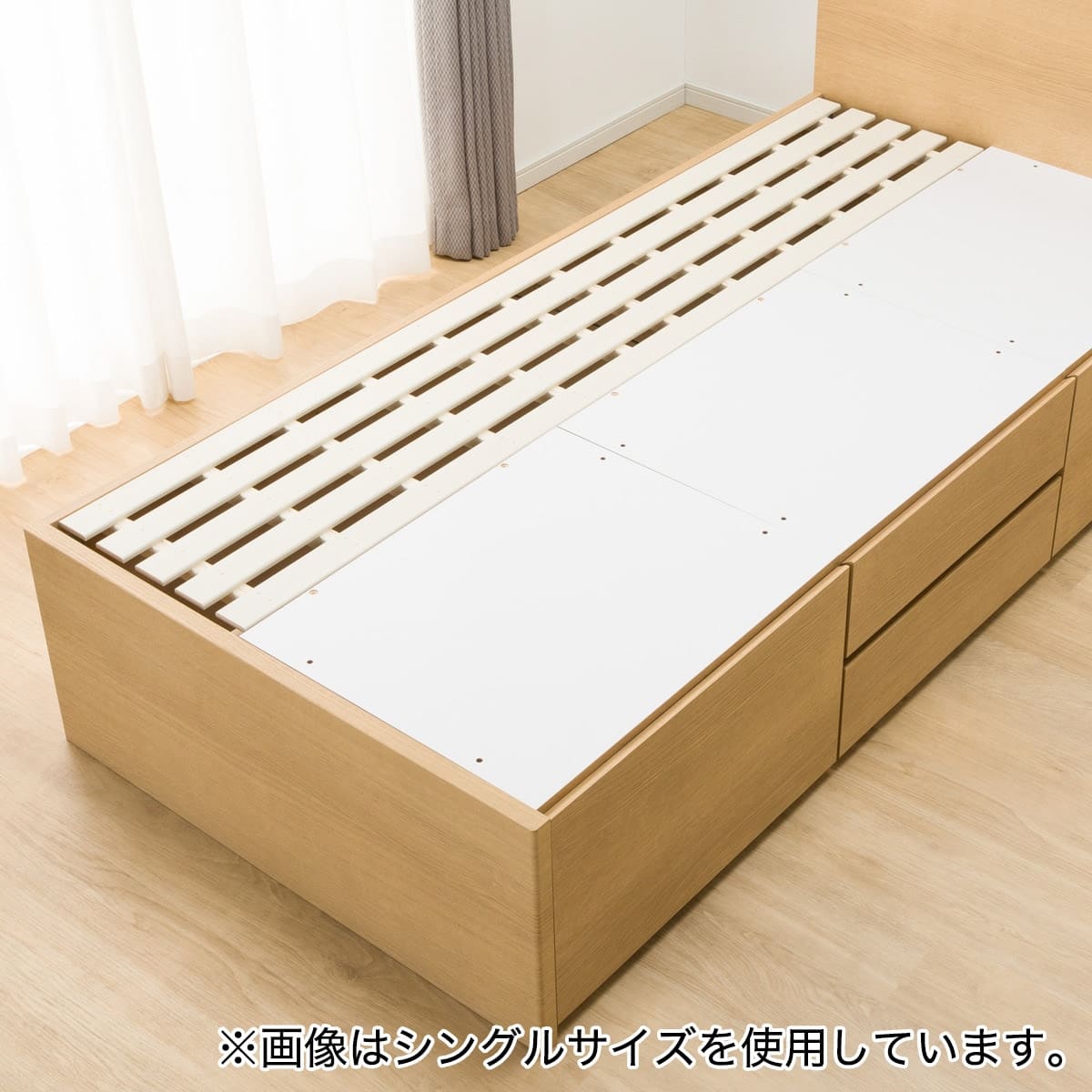 すのこセミダブル棚・コンセント付きチェストベッドフレーム(N-ジオT