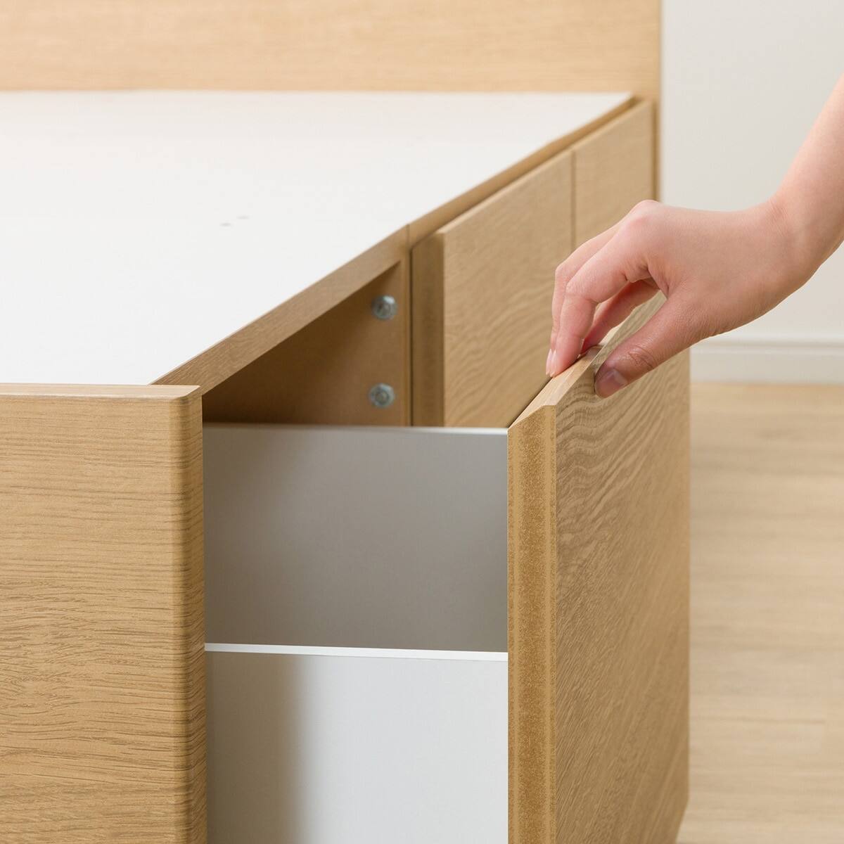 すのこセミダブル棚・コンセント付きチェストベッドフレーム(N-ジオT