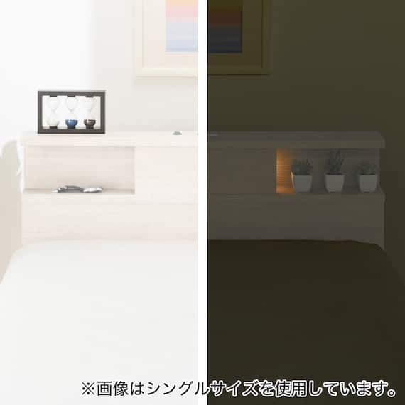 【大容量収納×棚・コンセント・ライト付き】すのこチェストベッドフレーム(セミダブル N-ジオC WW 40M-S) 20枚目画像