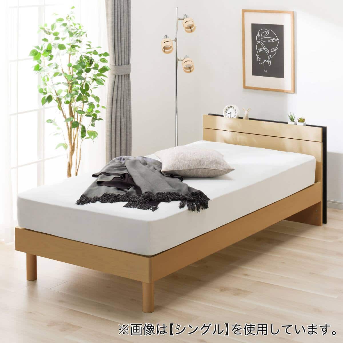 ニトリ　セミダブルベッド　白　姫系　プリンセス系 セミダブル アンティーク調 棚付きベッドフレーム(PEL Sキャビ LGY