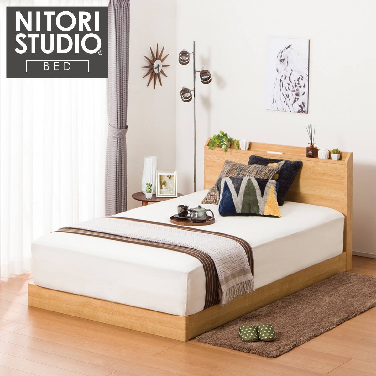 新品未使用】lowya ベッドフレーム 実直 セミダブル ウォルナット ② 
