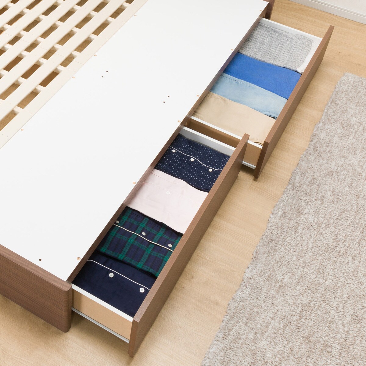 セミダブルベッドフレーム(EB-001 引出し付き MBR DR) | ニトリネット