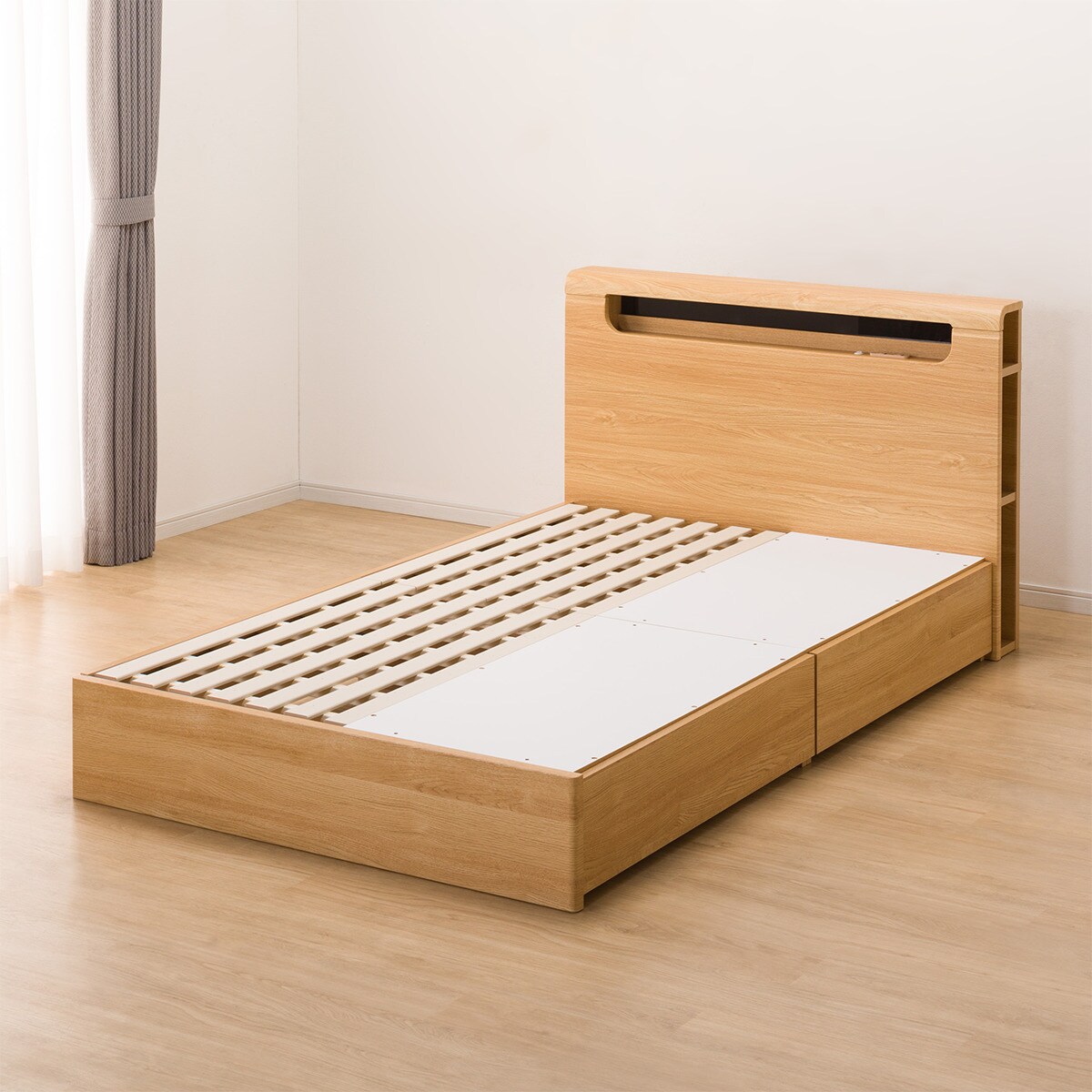 セミダブルベッドフレーム(EB-003 引出し付き LBR DR) | ニトリネット