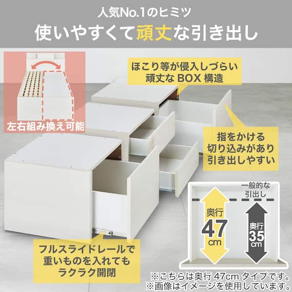 すのこセミダブルフラットヘッドボードチェストベッドセット(N-ジオF GY 40M-S/U1-03 EM) 7枚目画像