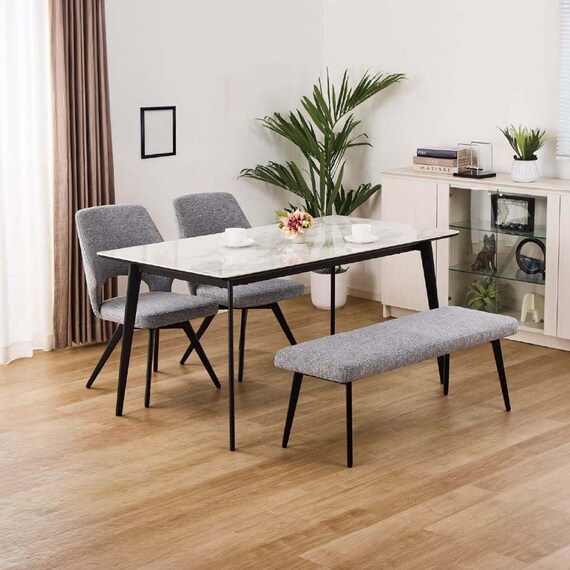 ダイニング4点セット(DTセラミクス2 幅150cm WH/DCローストFB GY/DBローストFB GY)【島忠ホームズ商品】 1枚目画像