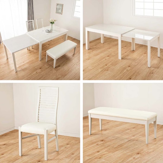 伸長式ダイニングテーブル4点セット(DT フリー2 EX 幅135-215cm WH/DC アビー2 WH/DB リバティ WH)【島忠ホームズ商品】 2枚目画像